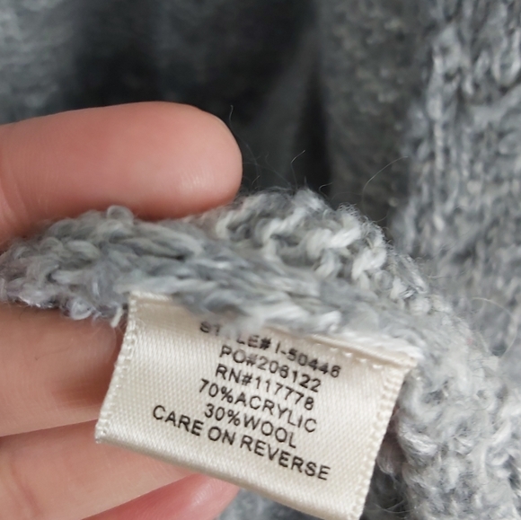 Love stitch Grey Striped Long Chunky Knit Cardigan - Picture 7 of 9